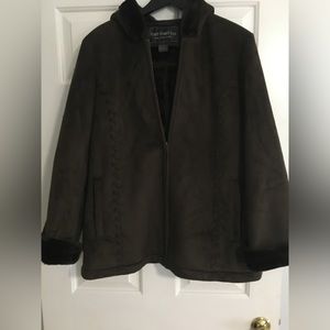 Faux Suede Jacket with Hood